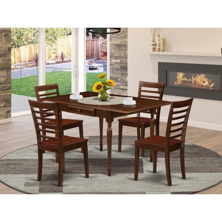 East West Furniture 5 Piece Monza Dining Table Set - Mahogany MZML5-MAH-W